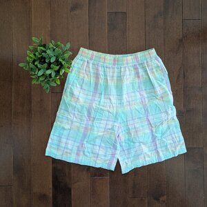 4/$25 PASTEL GINGHAM PLAID VINTAGE BOXER SWEATSHORTS